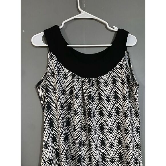Carol Rose Black White Print Sleeveless Asymmetrical  Top Size Xlarge - Picture 3 of 6